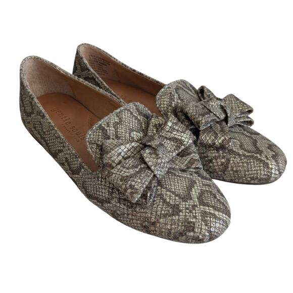 Gentle Souls Kenneth Cole Eugene Snakeskin Bow Loafers 9.5 Gray Leather - Picture 10 of 10